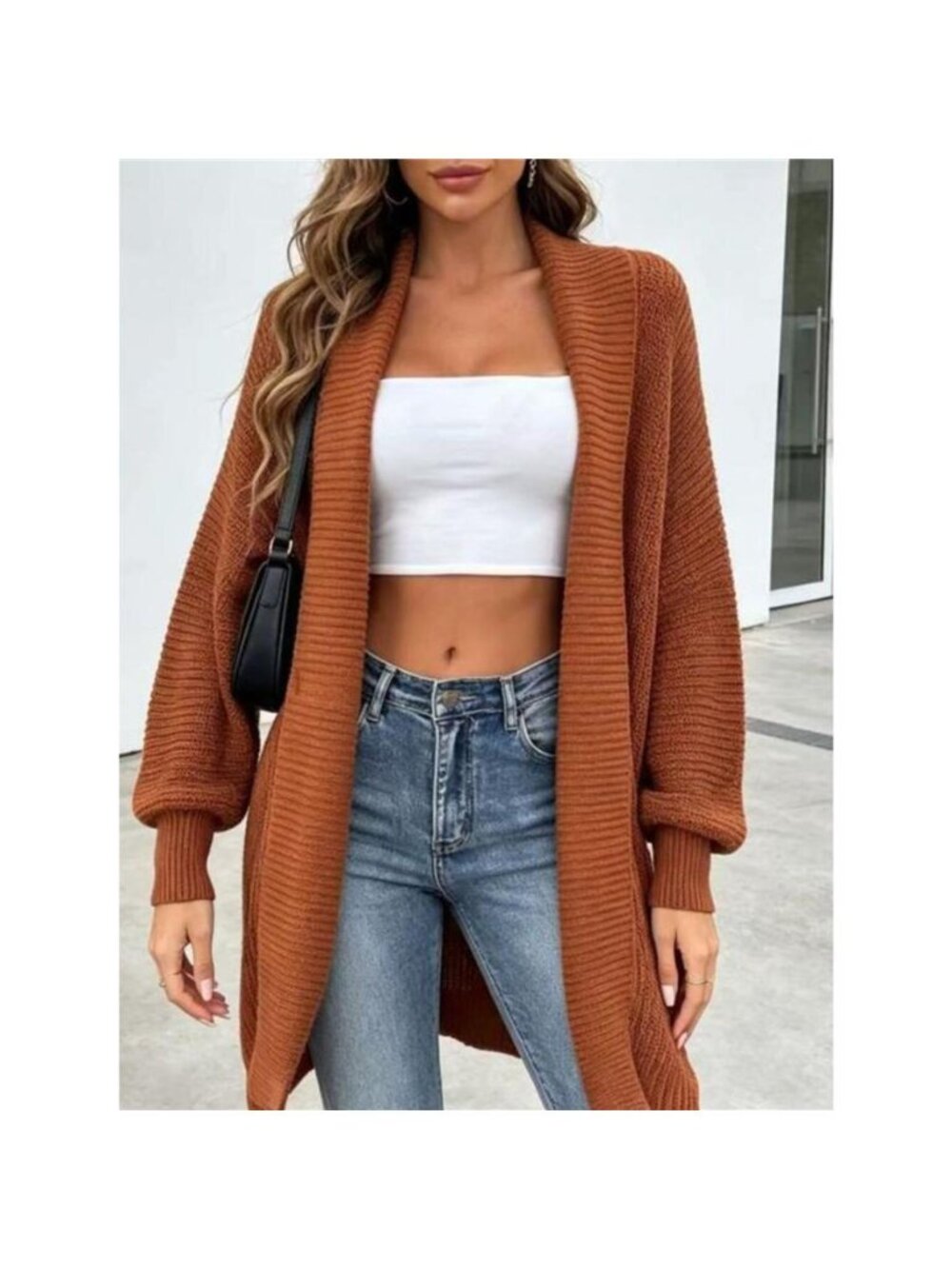 Full Size Open Front Long Sleeve Cardigan Plus Size